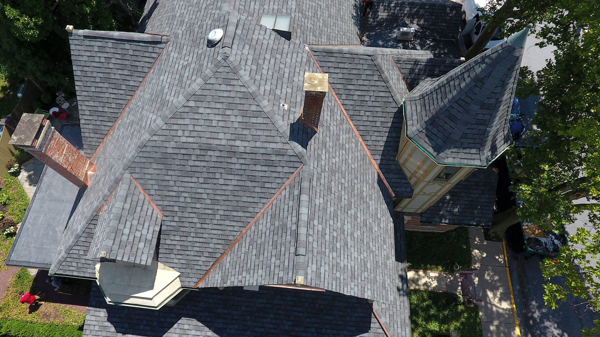 aerial view of shingle roof