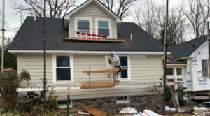Residential siding replacement in progress